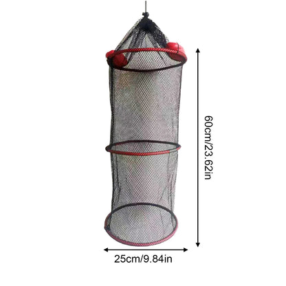 Portable Floating Fishing Net - Thickened Woven Mesh Landing Basket with Anti-Jump Design for Fish, Shrimp & Lobster Storage