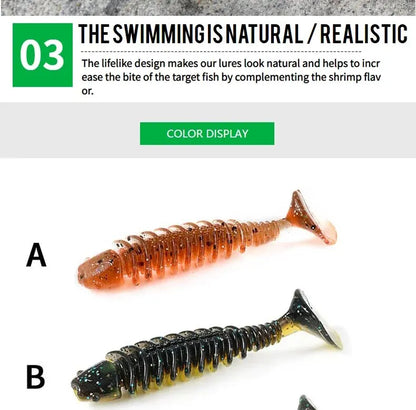 SUNMILE Artificial Soft Bait Fishing Worms - 4cm/0.6g - 20 Piece Set - Rock Fishing Wobblers for Perch, Trout & Bass