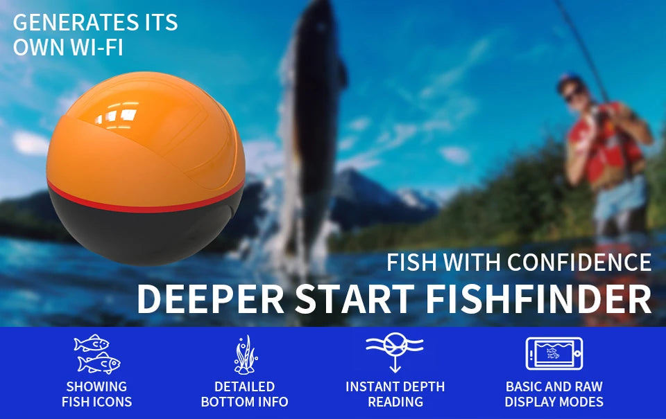 WiFi Fish Finder 100M - Wireless Sonar Echo Finder for Lake & Sea Fishing (iOS & Android)