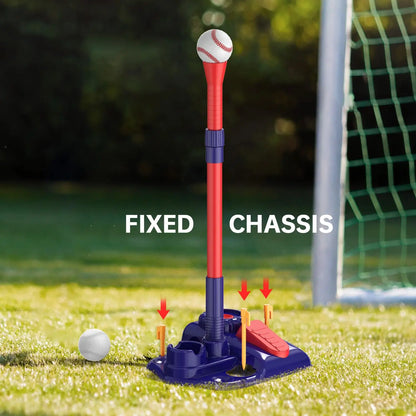 3-in-1 Kids Baseball Training Set - Batting Tee, Stand & Pitching Machine with 4 Softballs & Bat (Ages 3-8)