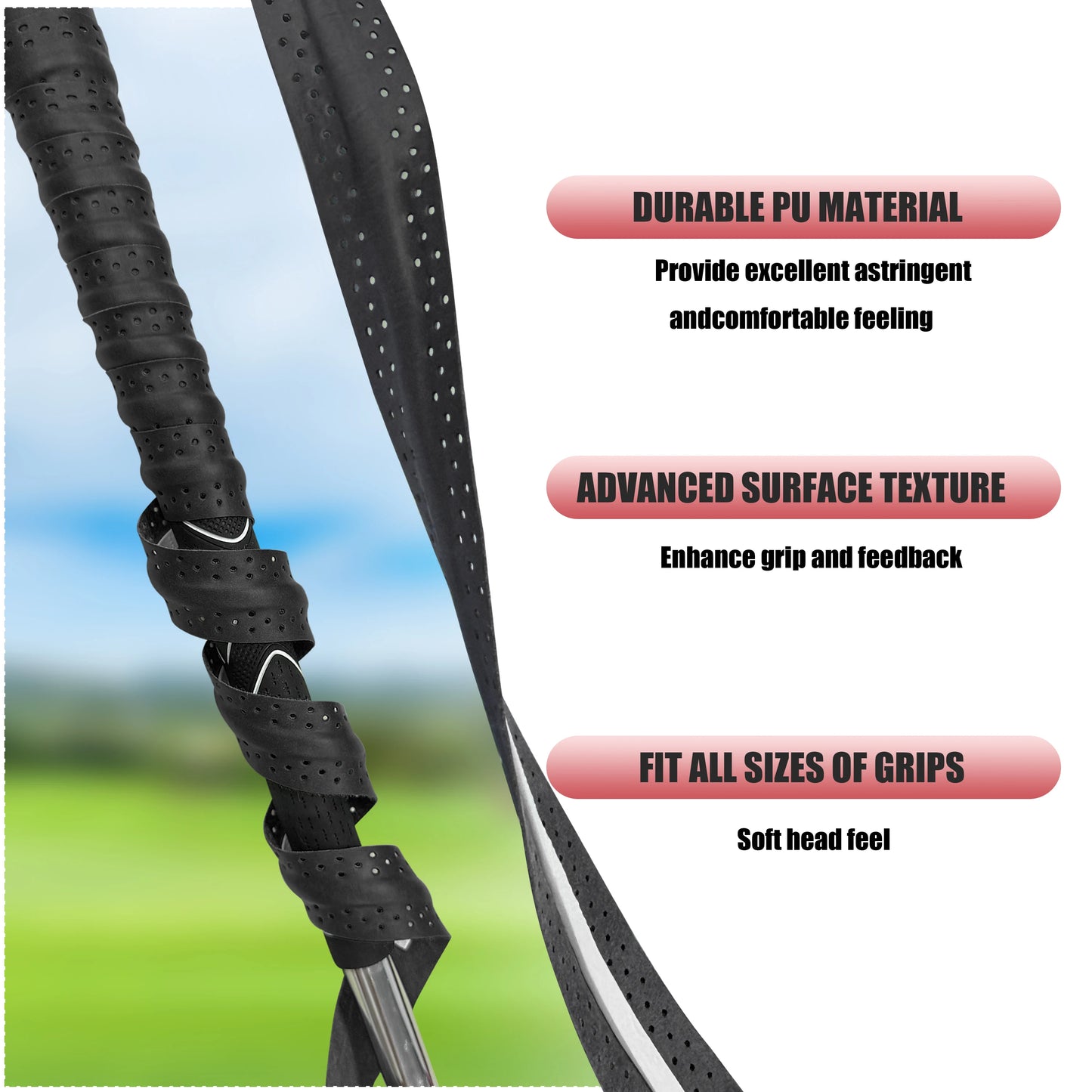 Premium Golf Grip Tape - Non-Slip PU Club Grip Wrap with Sweat-Proof Technology - Universal Fit for Drivers, Irons & Putters
