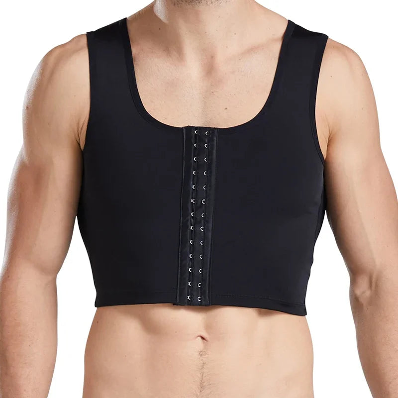 Men's Compression Vest - Nylon-Spandex Slimming Undershirt Tank Top for Chest & Torso Support
