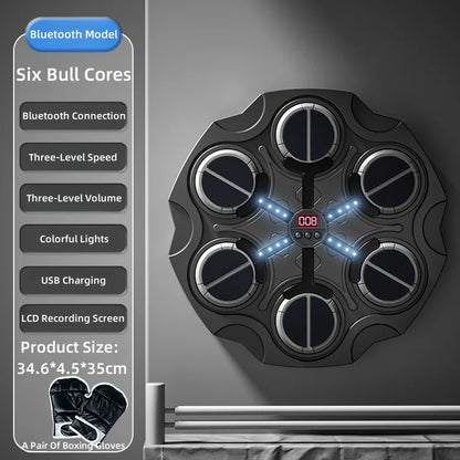 Smart Music Boxing Trainer - Wall-Mounted Electronic Strike Target for Home Indoor Training & Reaction Development