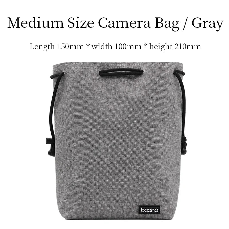 Camera Lens Bag - Waterproof Drawstring Pouch with Fleece Protection for DSLR Cameras