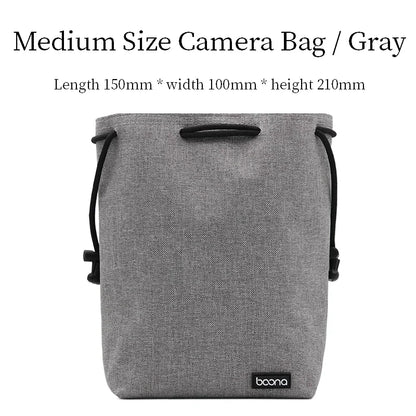 Camera Lens Bag - Waterproof Drawstring Pouch with Fleece Protection for DSLR Cameras