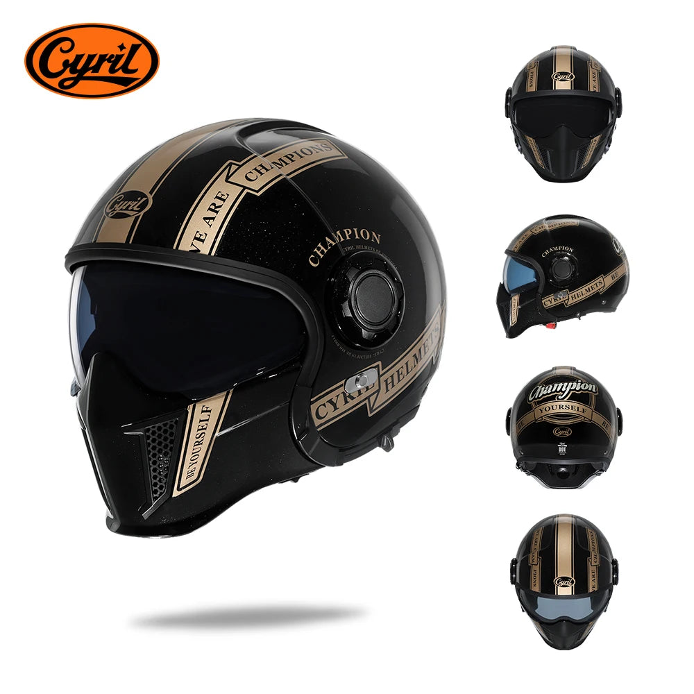 Modular Motorcycle Helmet - Full Face/Open Face 3/4 Dual Visor Helmet (ECE/DOT Certified, Unisex)