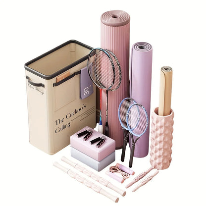 Yoga Mat & Fitness Equipment Storage Basket - Household Foam Roller Rack with Sewn Edge