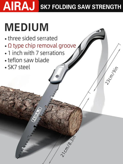 AIRAJ Professional Folding Saw - Multi-Function Woodworking Hacksaw for Camping, Gardening & Tree Cutting