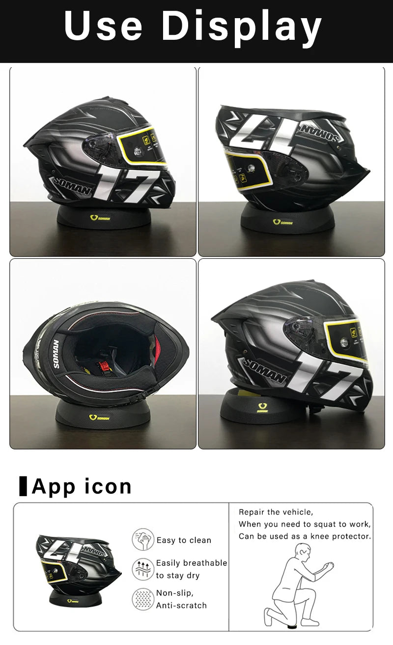 SOMAN Portable Motorcycle Helmet Stand - Donut Ring Support Pad - Scratch-Resistant Anti-Skid Protection