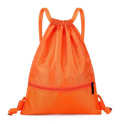 Waterproof Drawstring Sports Backpack with Zipper Pocket - Lightweight Gym Sackpack for Basketball & Training
