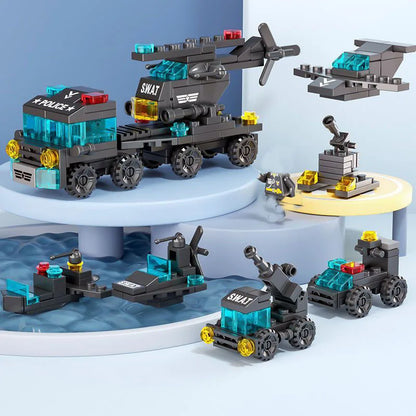 6-in-1 Mini Building Blocks Set - DIY Police, Fire Truck, Castle & More Educational Construction Toy (Ages 6+)