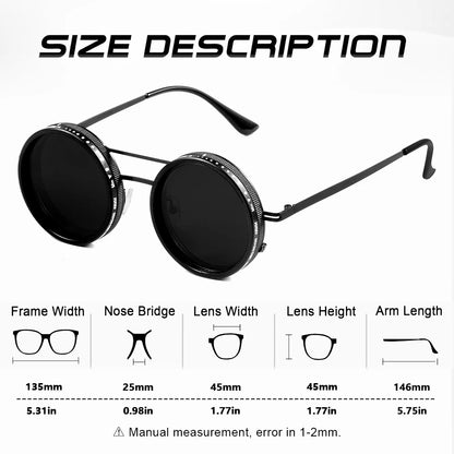 CRIXALIS ND9 Speed Adjustable Dimming Sunglasses - Punk Round Frame for Men & Women, UV400 Outdoor Fishing & Driving Eyewear