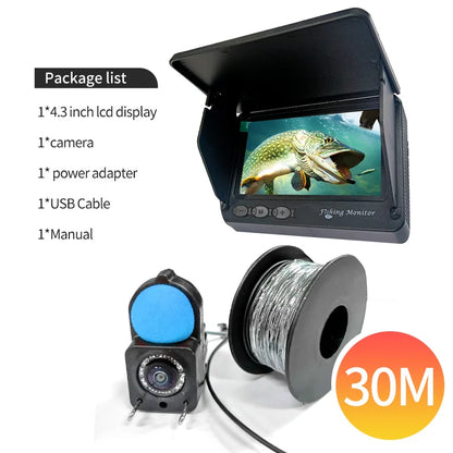 Handheld Fish Finder with 4.3 Inch 1080P LCD Display - Portable Underwater Fishing Camera with 120° View and Night Vision