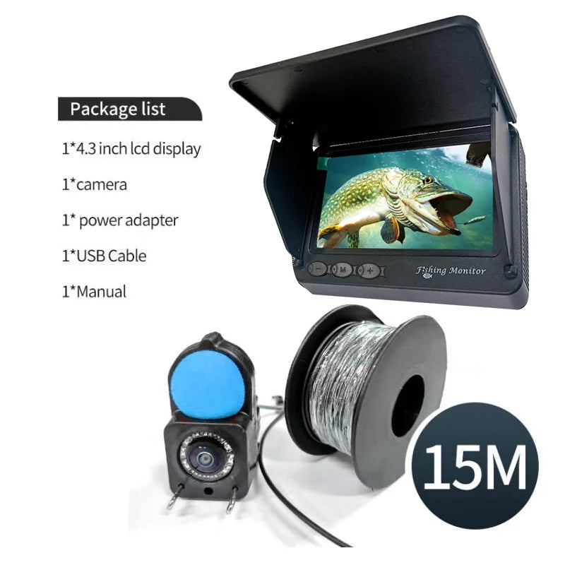 Handheld Fish Finder with 4.3 Inch 1080P LCD Display - Portable Underwater Fishing Camera with 120° View and Night Vision