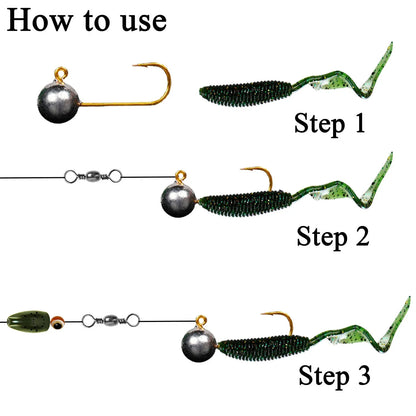 Mini Jig Head Fishing Hooks Set - 10 Pieces, 1g-5g Weight Range, Ice Fishing Tackle with Soft Lure Compatibility