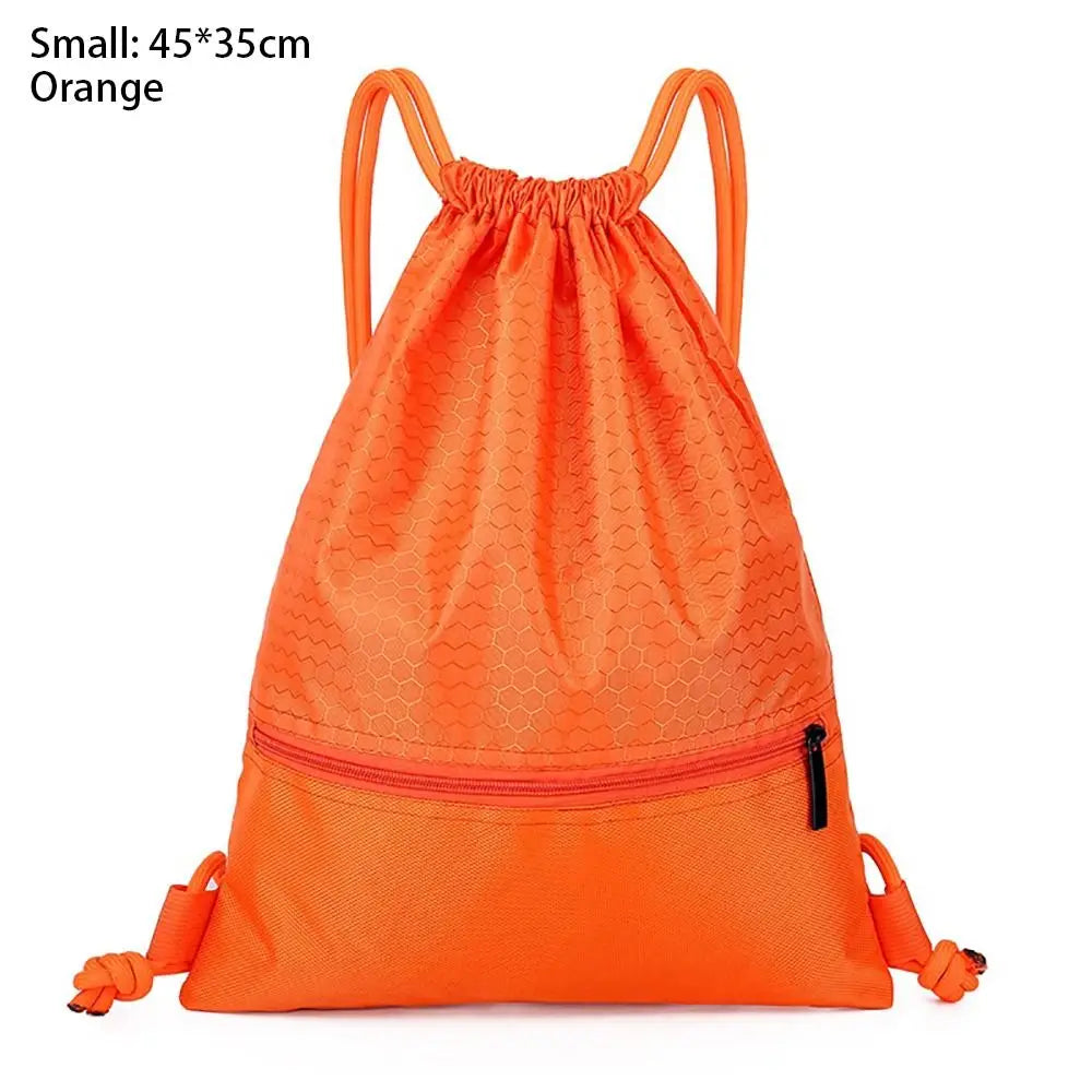 Waterproof Drawstring Sports Backpack with Zipper Pocket - Lightweight Gym Sackpack for Basketball & Training