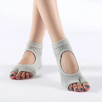 Premium Women's Two-Toe Yoga Socks - Anti-Slip Cotton Pilates & Ballet Dance Socks with Quick-Dry Breathable Design