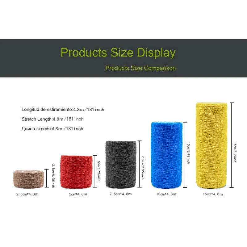 Self Adhesive Elastic Bandage Wrap 4.8m Camouflage Sport Tape Cohesive Support for Knee Finger Ankle Palm Multi-Pack