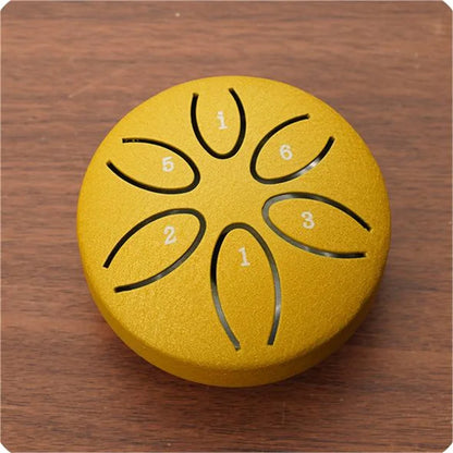 3 Inch Steel Tongue Drum - 6 Tones Mini Hand Drum - Carbon Steel Percussion Instrument with Mallets