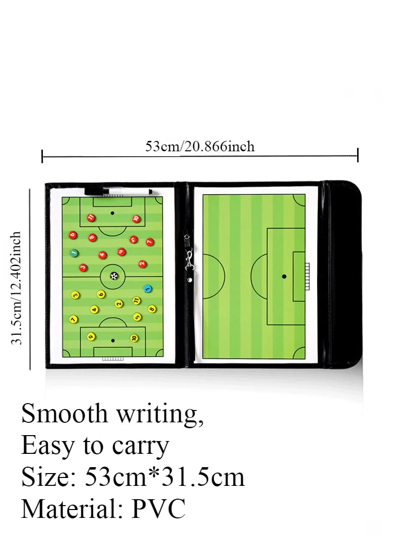 54cm Foldable Magnetic Football Tactic Board - Professional Soccer Coaching Tactical Clipboard with Chess Pieces