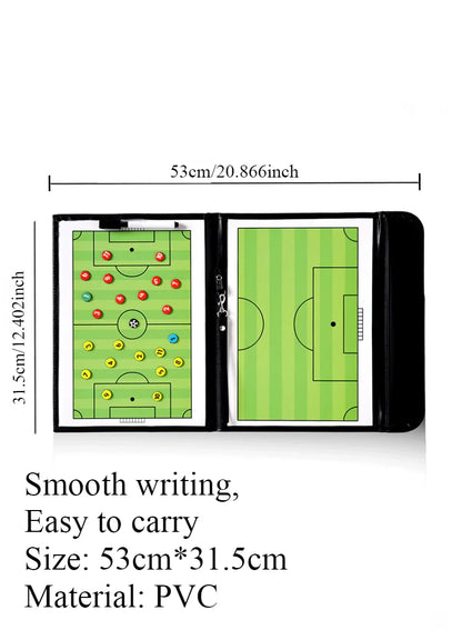 54cm Foldable Magnetic Football Tactic Board - Professional Soccer Coaching Tactical Clipboard with Chess Pieces