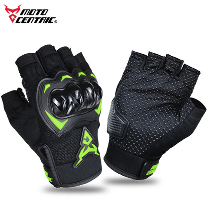 MOTOCENTRIC Half Finger Motorcycle Gloves - Breathable Summer Riding Gloves with Anti-Fall Palm Guard for ATV MTB Cycling