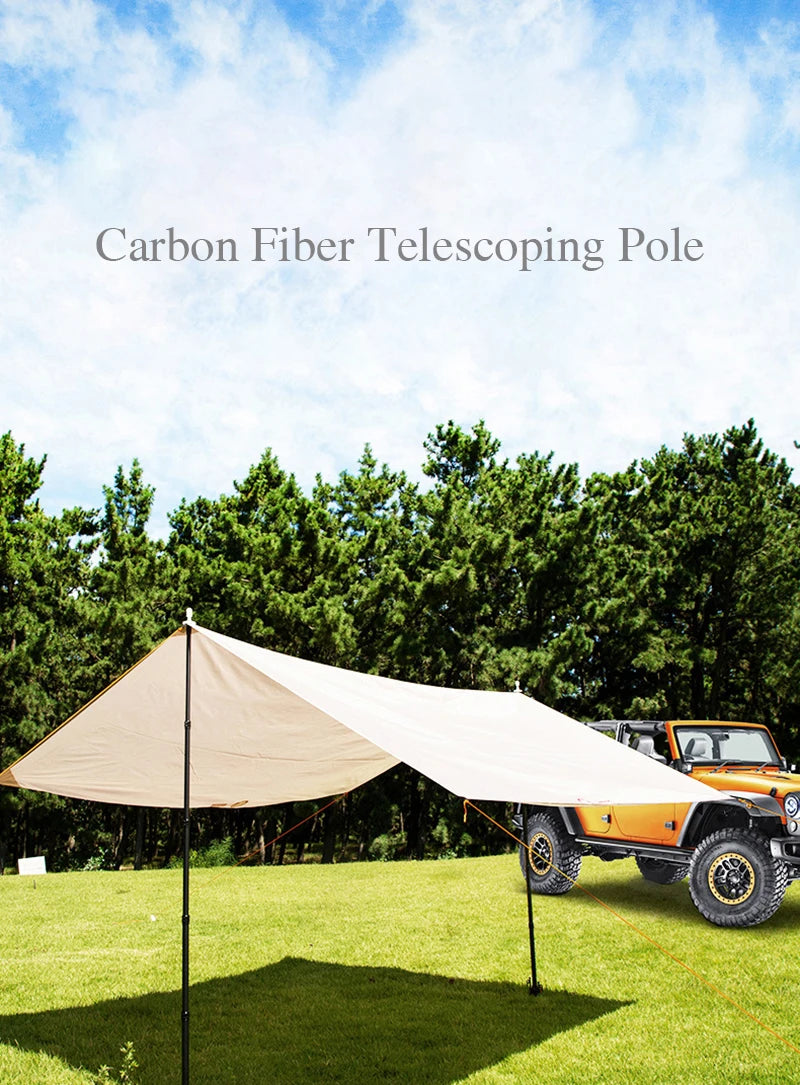 Ultralight Carbon Fiber Telescopic Tarp Pole - Adjustable Camping Tent Pole (2.4m-3m Lightweight)
