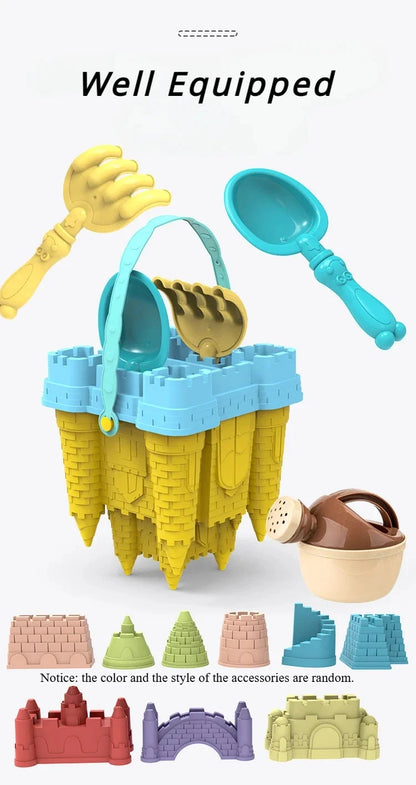 Kids Beach Castle Building Set - Complete Sand Play Kit with Bucket & Scoop - Outdoor Summer Sandbox Toys for Children & Family Fun