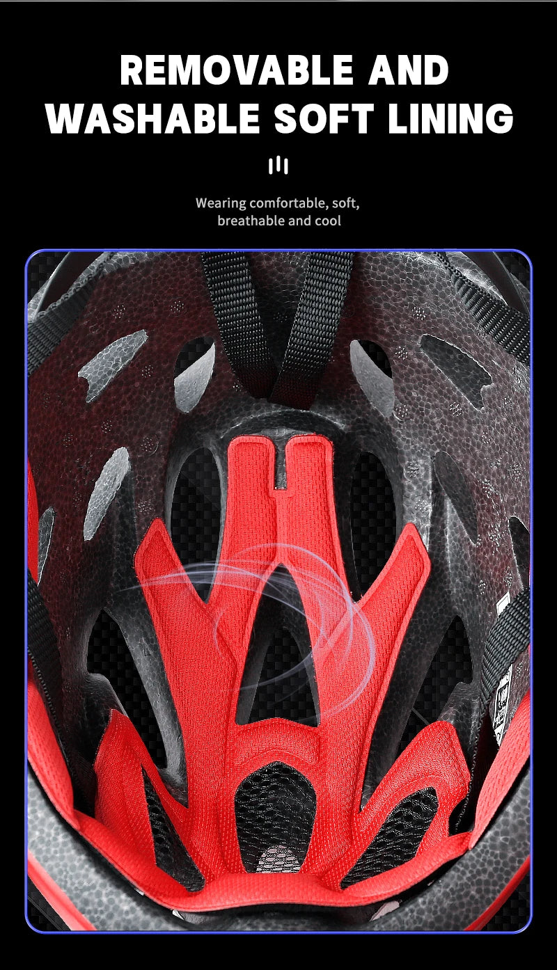 X-TIGER Adult Cycling Helmet with LED Rear Light - Dual Mode Goggle, Lightweight Breathable Design, Fits 58-62cm