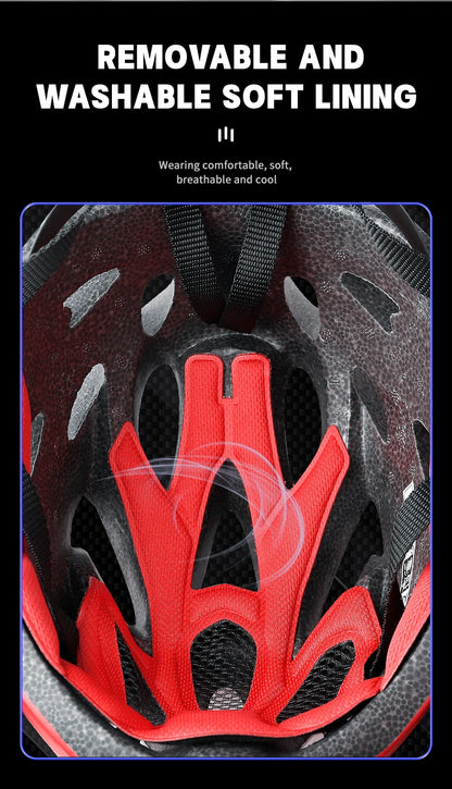 X-TIGER Adult Cycling Helmet with LED Rear Light - Dual Mode Goggle, Lightweight Breathable Design, Fits 58-62cm