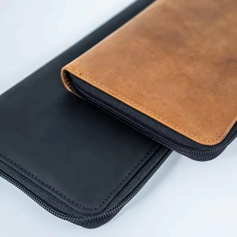 Premium Leather Golf Glove Storage Wallet - Zippered Organizer Bag