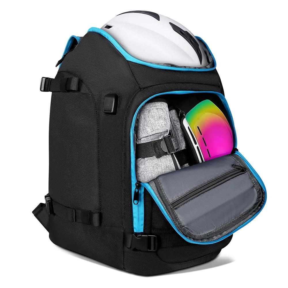 50L Waterproof Ski Boot Bag Backpack - Large Capacity with Dry Wet Separation for Snowboard Boots, Helmet, Goggles & Skis