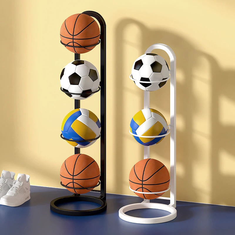 Carbon Steel Basketball Storage Rack - Multi-Layer Ball Organizer Stand for Basketball, Football, Volleyball (Home & School)
