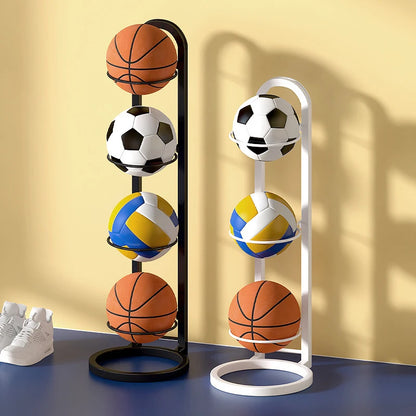 Carbon Steel Basketball Storage Rack - Multi-Layer Ball Organizer Stand for Basketball, Football, Volleyball (Home & School)