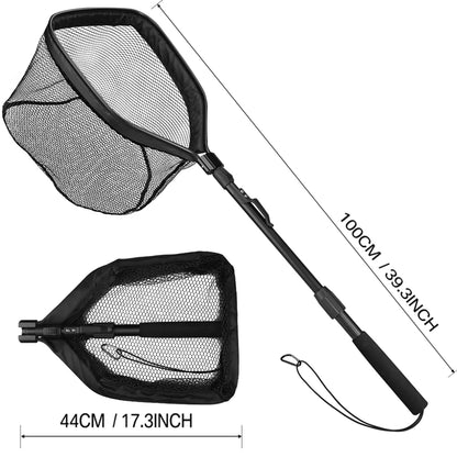 Professional Telescoping Fishing Landing Net - Aluminum Alloy Construction - Extends 55cm to 190cm with Folding Mesh Design