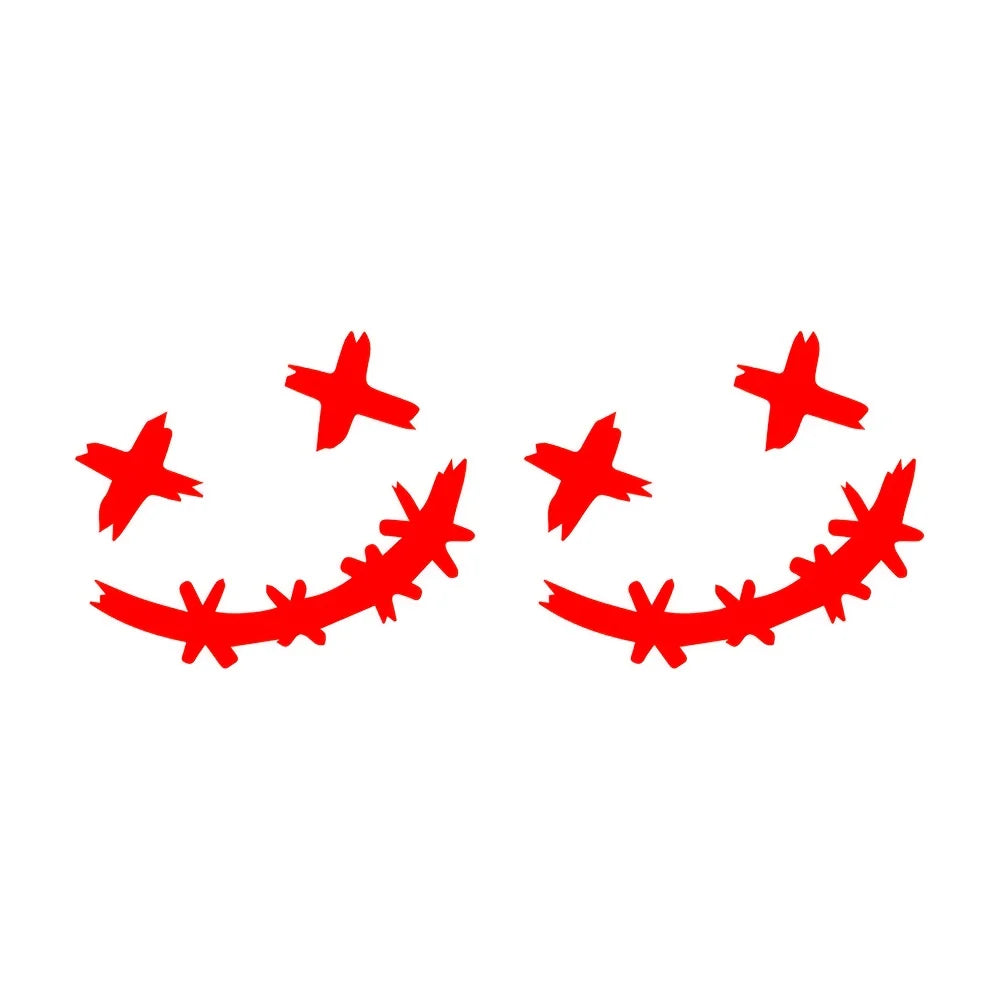 Reflective Smiley Motorcycle Stickers - 2PCS/SET Safety Decals for Enhanced Night Visibility