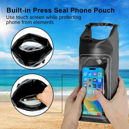 Waterproof PVC Outdoor Dry Bag - 5L & 2L Capacity - Multi-Sport Floating Bag for Swimming, Diving, Kayaking, Rafting & Beach Activities - Crossbody Shoulder Travel Bag for Surfing