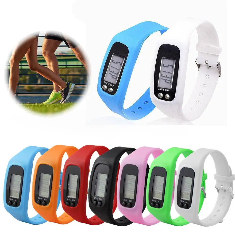 Digital LED Pedometer Watch - Silicone Sport Bracelet with Step Counter and Calorie Tracker