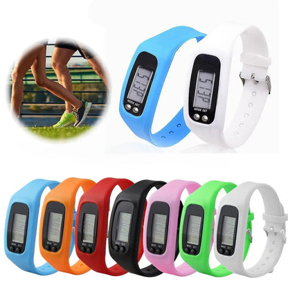 Digital LED Pedometer Watch - Silicone Sport Bracelet with Step Counter and Calorie Tracker