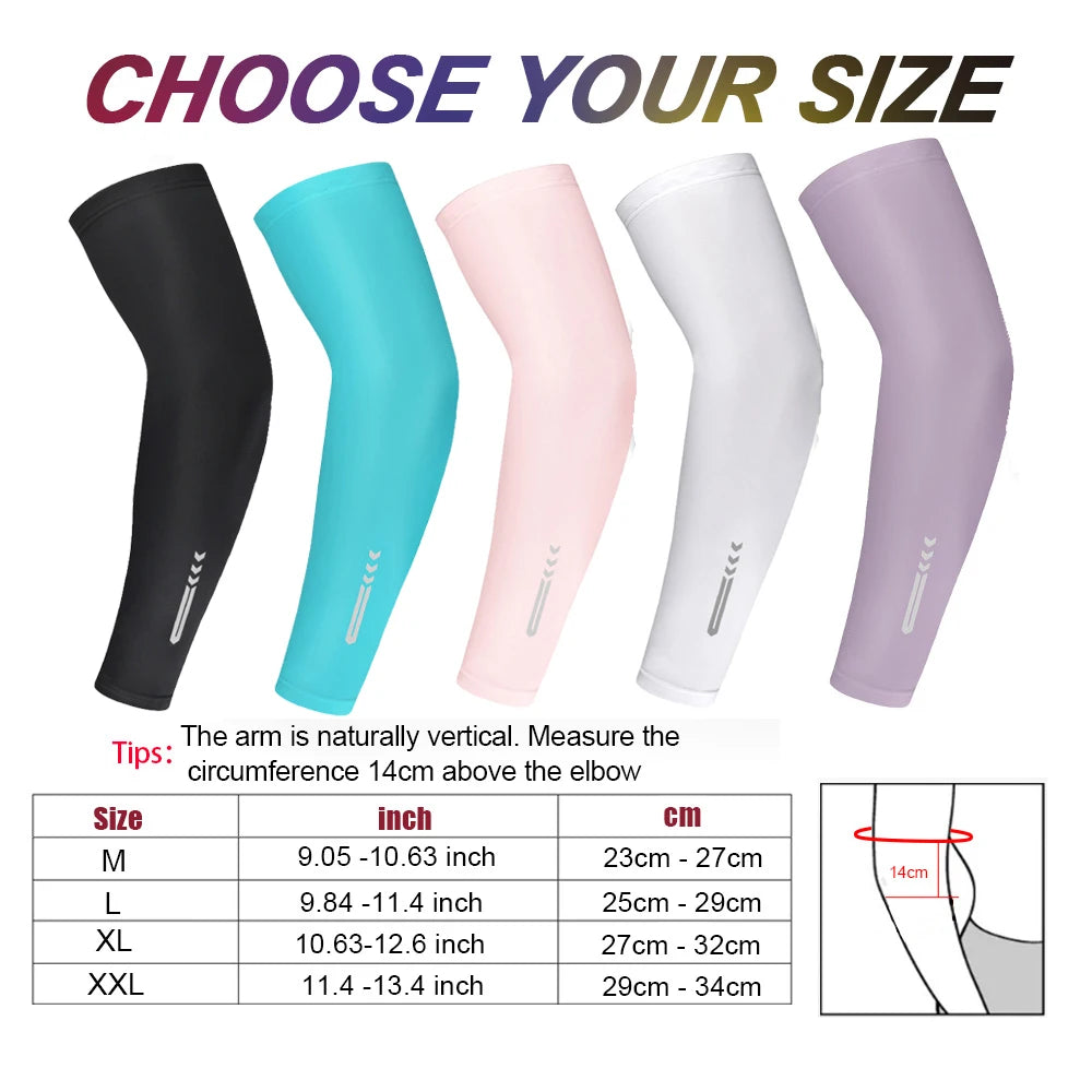 UV Sun Protection Cooling Arm Sleeves - Long Sunblock Covers for Football, Golf, Volleyball (1 Pair)