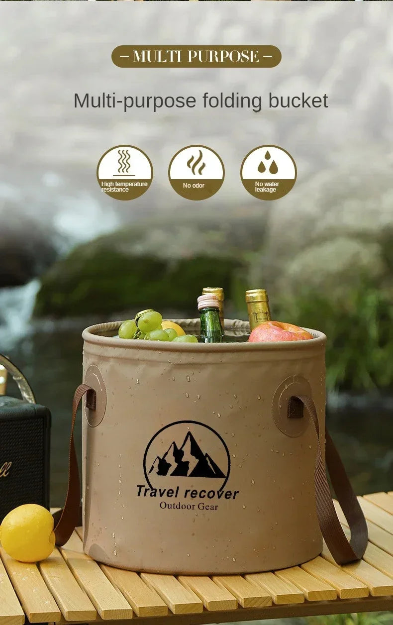 Collapsible Water Bucket - 5L/10L/20L Portable Folding Basin for Camping, Hiking & Fishing