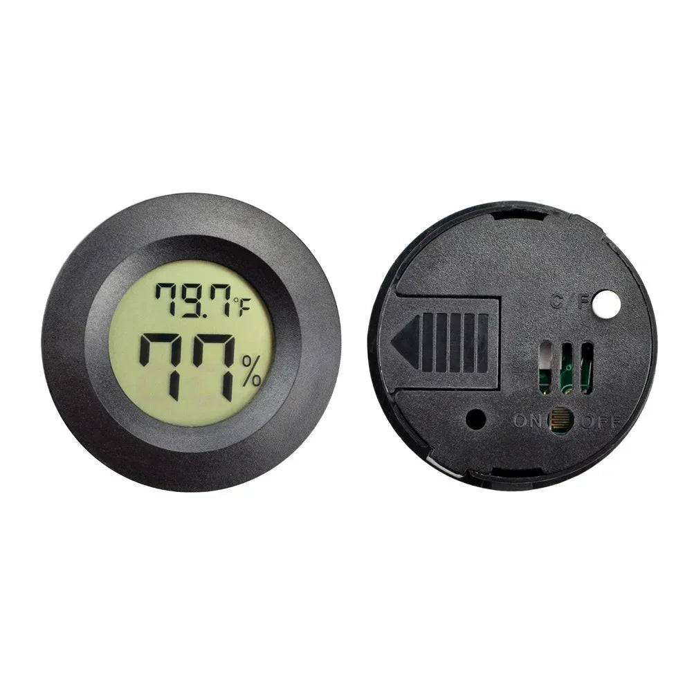 Digital Outdoor Thermometer Hygrometer - Electronic Round Display for Reptile Habitats, Camping & Sports Equipment