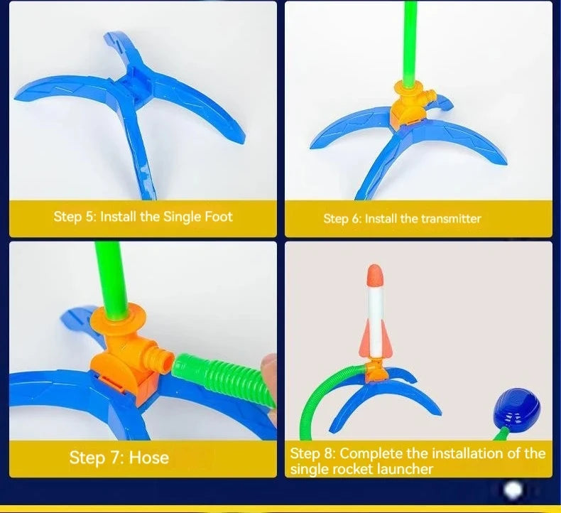 Kids Air Rocket Launcher Set - Foot Pump Outdoor Soaring Toy for Children