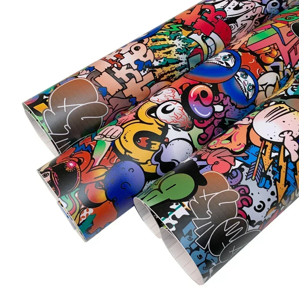 Waterproof PVC Graffiti Vinyl Wrap Film - Cartoon Camouflage Decal Sticker for Cars, Bicycles, Skateboards & Auto Accessories