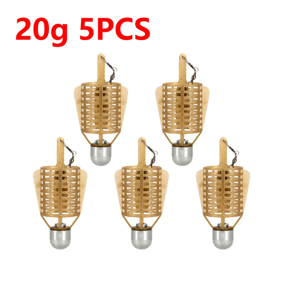 Fishing Bait Cage with Iron Head - Spherical Explosion Basket Feeder Holder Hook Tackle