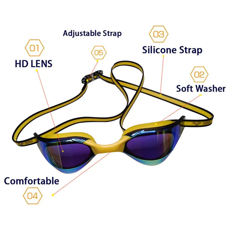 Professional HD Anti-Fog Swimming Goggles - Leak-Proof Adjustable Silicone Eyewear for Men & Women