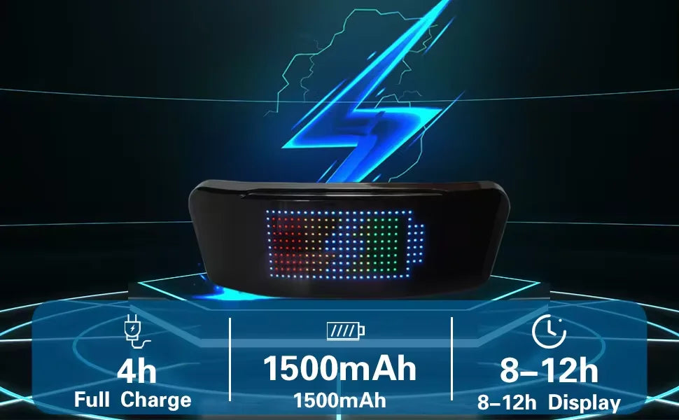 Smart RGB LED Motorcycle Helmet Display - APP Programmable Night Riding Warning Light with DIY Taillight Screen