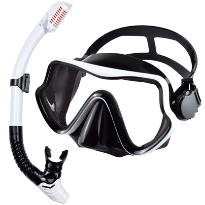 Professional Adult Diving Mask & Snorkel Kit - Tempered Glass Panoramic Swimming Goggles with Training Snorkel Gear
