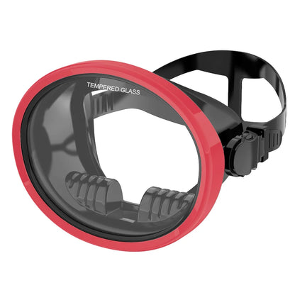 Classic Retro Oval Spearfishing Mask - Panoramic Wide View Scuba Diving Goggles with Tempered Glass Lens for Adults