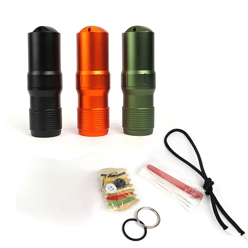 Waterproof Survival Storage Capsule - 3-in-1 Emergency Container for Pills/Matches/Gear with Sealed Design for Outdoor Adventures